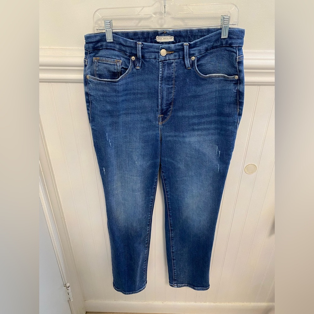 Good American Medium Blue Straight Leg Jeans